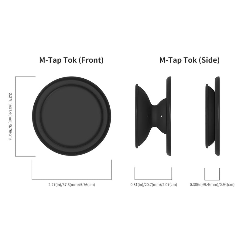 [Australia - AusPower] - Sinjimoru One-Touch Magnetic Phone Grip, Silicone Grip Holder with Kickstand for Magsafe Compatible with iPhone 15 14 13 12 Series. M-Tap Tok Black 