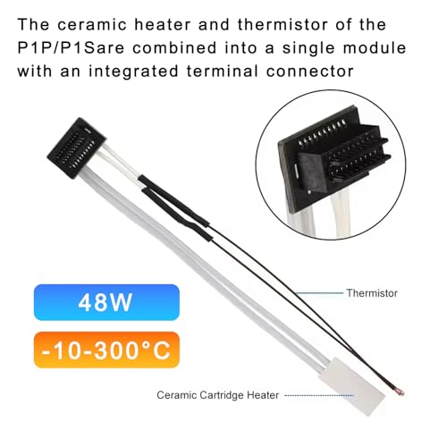 Upgraded 2.0 Hotend Assembly for Bambu Labs P1S/P1P 3D Printer,with Plated Copper Heater Block Titanium Heat Break,0.2/0.4/0.6mm Nozzles,Hotend Silicone Sock,Thermistor (Not for X1 Series) P1P/P1S(0.2/0.4/0.6mm)