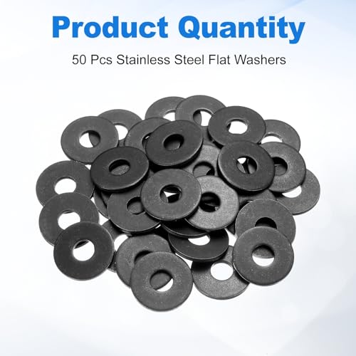 uxcell 50Pcs M10 Fender Washers, Carbon Steel Flat Washer 30mm OD, 2.5mm Thickness, Metal Gasket for Screws and Bolts, Black Oxide M10 x 30mm x 2.5mm 50