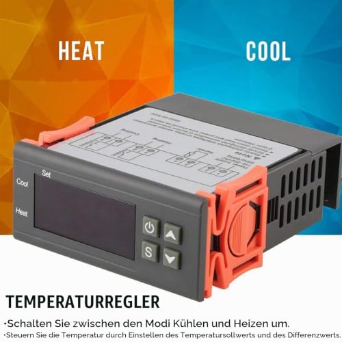 ARCELI AC 110V-220V Fahrenheit/Celsius Digital Temperature Controller Thermostat Heat/Cooling Mode with Sensor 2