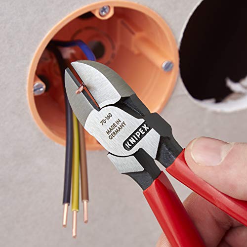 KNIPEX 70 01 160 6.25-inch diagonal cutters, side-cutting pliers with red and blue handles