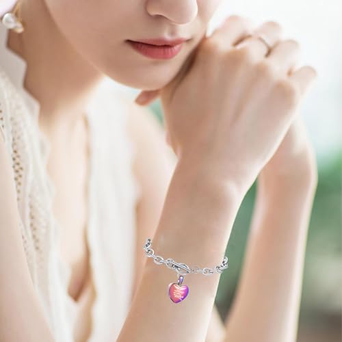 Heart Cremation Bracelet for Ashes Urn Bangles for Pet/Human Ashes Memorial Keepsake Ash Jewellery for Women Men Rainbow