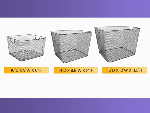YBM HOME Kitchen Pantry Organizer Wire Basket for Shelves, Pantry, and Cabinets, Mesh Open Metal Storage Bin for Organizing Household, Office, and Laundry Supplies, 11 x 5.5 x 5 in, Pack of 2 Silver, Pack of 2