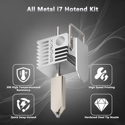 Creality Quick-Swap 0.2mm Hotend for i7, Nickel Plated Copper Alloy Heating Block Kit with 0.2mm Hardened Steel Nozzle Hot End Kit for SPARKX i7