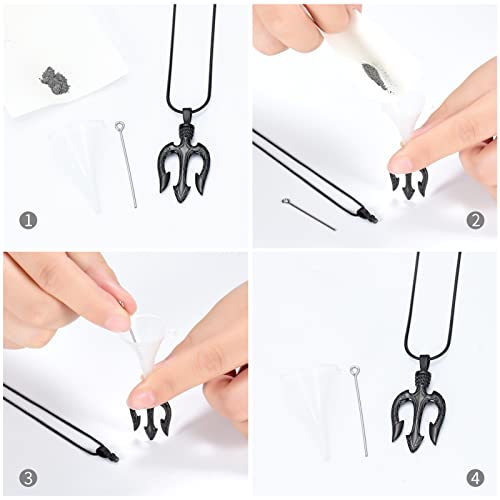 Poseidon Trident Cremation Jewelry for Ashes Ancient Greece Amulet Urn Necklace Ashes Holder for Loved One Keepsakes Pendant Jewelry for Men Women(Silver) Black
