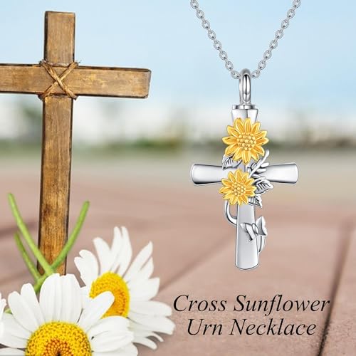Urn Necklace for Ashes Sterling Silver Cat Horseshoe Sunflower Necklace Jewellery Cremation Jewellery Remembrance Condolence Gift for Loss Memorial for Women