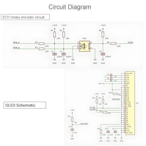 EC11 Rotary Encoder + 1.3 inch OLED Display White Integrated Module SH1106 IIC Interface with Confirm/Return Button,with Pin Header Connecting Cables for Project Experiment DIY 0.96 inch OLED