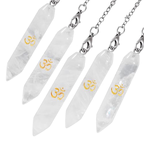 TUMBEELLUWA Clear Quartz Crystal Pendulum for Dowsing Divination White