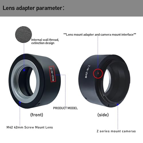 M42 to Nik Z Lens Adapter, M42 (42x1mm) Screw Mount Lens Compatible with Nik Z Mount Z6 Z7 Z50 Full Frame Camera