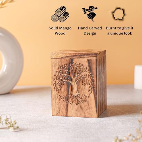 Hashcart Traditional Wooden Urn for Human or Pet Ashes, 12 Lbs
