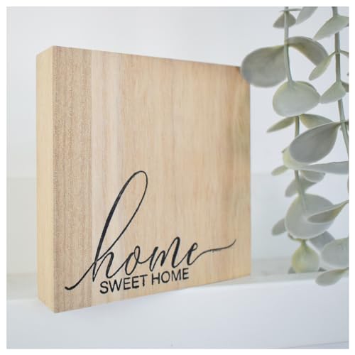 Home Sweet Home Solid Wood Freestanding Plaque. Wooden Shelf Decor. Newlywed Homebuyer Home Ornament. New House Friend Neighbour Gift