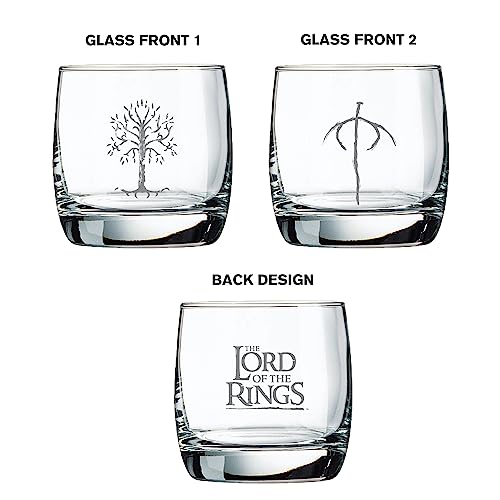 Katalyst Lord of The Rings Tree of Gondor and Orc Eye Whiskey Glasses 10 oz Cocktail Glasses 2-Pack