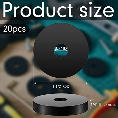 Fabbay 20-piece flat rubber washers, 1 1/2-inch outer diameter, 3/8-inch inner diameter, 1/4-inch thick