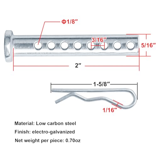 20-pack heneng 5/16 x 2-inch adjustable universal clevis pins with R clips