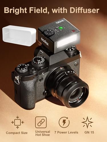 Godox iM30 with Diffuser Godox Mini Flash - Camera Flash GN 15, 7 Power Levels, Manual Flash for Canon/Sony zv1/Sony zve10 /Ricoh gr3/Nikon/Fuji f1-230 Full-Power Flashes/6500K±200K/3.6S Recycle