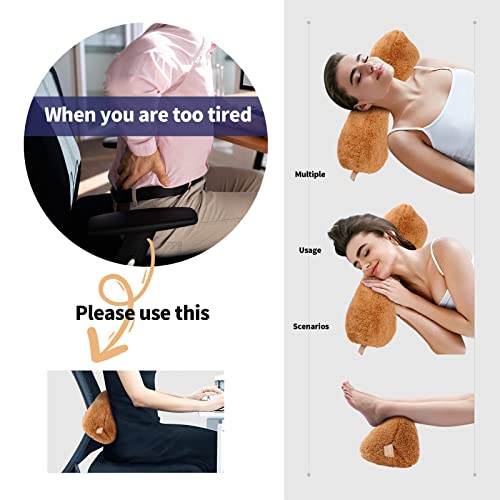 Head Recliner Pillow Adjustable Cotton Headrest Pillows for Recliner Chairs, Pain Relief Neck Support Pillow for Travel Home Sofa Armchair with Zipper Cover (Camel) Camel