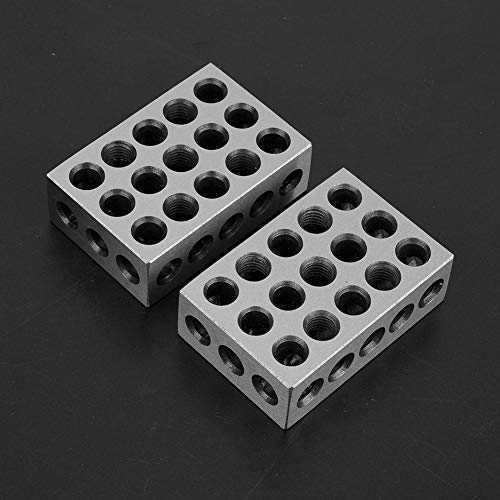 Yosoo Health Gear Parallel Blocks, 1-2-3 Clamp Blocks, Hardened Precision Steel, 23 Holes for Milling Machine