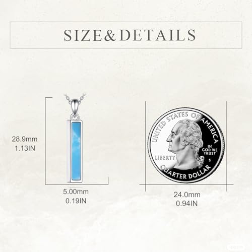 YFN Bar Larimar Urn Necklace Sterling Sliver Cremation Jewelry Urn Necklaces for Ashes for Women