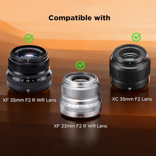 Haoge LH-FJ35S Bayonet Round Metal Lens Hood for Fujifilm Fuji Fujinon XF 35mm F2 R WR XF35mmF2, XF 23mm F2 R WR XF23mmF2 and XC 35mm F2 XC35mmF2 Lens Replace LH-XF35-2 Silver