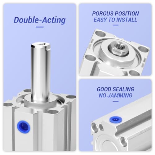 SDA40X15 Thin Air Cylinder, 40mm Bore x 15mm Stroke Dual Action Aluminum Alloy, 1/8 Port Small Pneumatic Cylinder for Industrial Automation SDA40*15