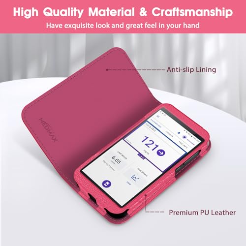 MEDMAX Case for Omnipod 5 | Lightweight PU Leather Protective Case Cover with Cut-Out for Dexcom G7, Diabetic Storage Bag for Omnipod 5 Device magenta