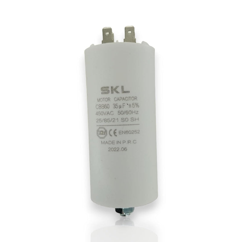 Universal Capacitor 35µF 450V Diameter 45 x 95 mm with 6.3 mm AMP Fastening Screw M8 CBB60 Engine Start and Run Capacitor for Electric Household Appliances