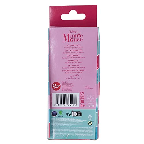 Stor Minnie Being More Minnie Stainless Steel Cutlery Set of 2 (1 Set/1 Item, 2 Pieces, Children's Tableware, BPA Free, Hand Wash)