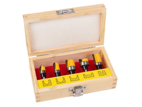 YONICO Router Bits Set Template 5 Bit 1/4-Inch Shank 14525q 5 Bit Set - 1/4" Shank