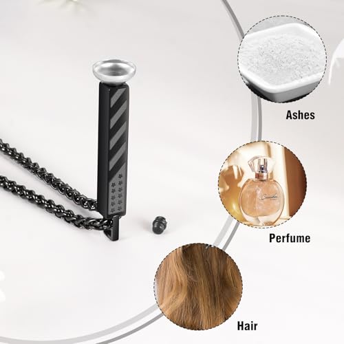 XIUDA Flag Urn Necklace for Ashes Bar Memorial Cremation Jewelry for Ashes Stainless Steel Ashes Pendant Necklace for Men Women Black
