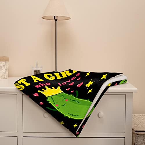 Pickle Blanket Funny Gift for Girl Women Comfy Plush-Just A Girl Who Loves Pickles Fleece Throws Food Lightweight Sheet Super Soft Toddler Kid Flannel Blankets for Bedding Sofa-50x60 Inches Just a Girl Who Loves Pickles 50x60in-for Teen