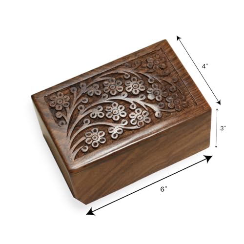 Handcrafted Keepsake Wooden Urn Box for Ashes - Beautiful Wooden Urn Tree of Life Design Handmade Rosewood Cremation Urns - Small Wood Box Cremation urns Medium