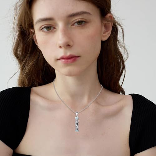 Urn Necklaces for Ashes Sterling Silver Cylinder Memorial Pendant for Loved Ones Keepsake Cremation Jewelry Gifts for Women Men Paw Print