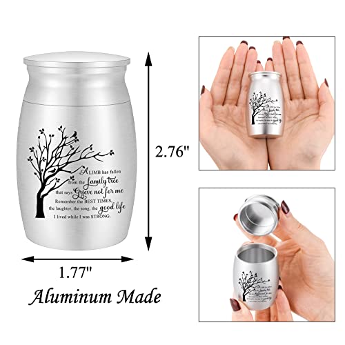 3 Inches Small Urn for Ashes Tree of Life Aluminum Mini Urn for Ashes Cremation Keepsake for Human Ashes Memorial Ashes Holder for Women Men Silver
