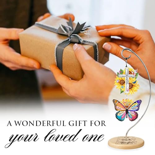 Sunflower Butterfly Christian Gifts for Women - Christmas Religious Decor Sunflower