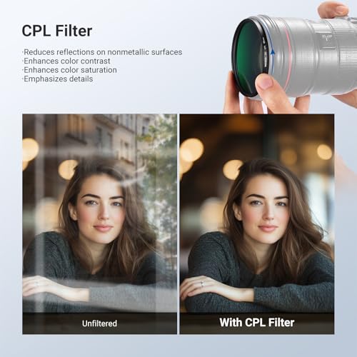 NEEWER 62mm Variable ND + CPL + UV Filter Kit (3 Pack), Multicoated Neutral Density (ND2-400) Circular Polarizer Camera Lens Polarizing Filter Photography Accessories Set with Carry Case & Lens Caps