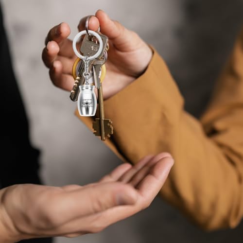 Pet Urn Keychain Mini Urn Container Pendant for Ashes Screw Lid Ash Keepsake Key Ring Lightweight Memorial Ornament for Pet Hair or Ashes Pocket Carry Gift Silver 1.5X1.5X2.5CM