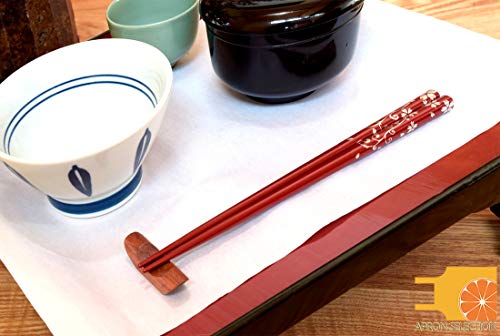 Japanese Natural Lacquered Wooden Chopsticks Sakura Collection in Gift Box (Karasakura, Vermilion)