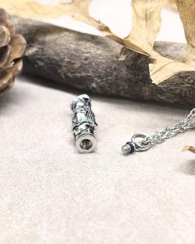 Cylinder Ash Necklace for Men Skull Cremation Jewelry Urn Keepsake Pendant Goth Necklace Memorial Jewelry Gifts Silver