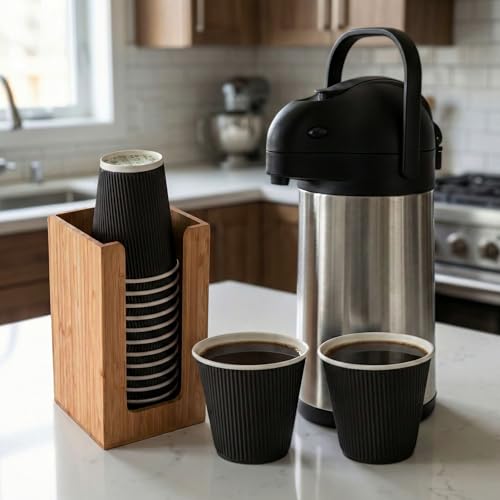 Restaurantware-4.5 x 8 Inch Coffee Cup Dispenser, 1 Countertop Cup Lid Organizer - Holds Cups/Lids/Napkins Up To 3.75 Inch in Diameter, Compact, Bamboo Cocktail Napkin Holder, For Bars or Offices, Cup/Lid/Napkin Natural