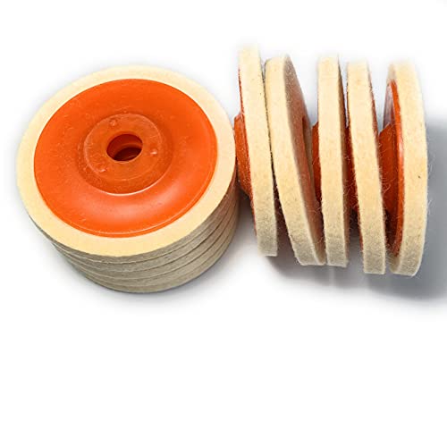 SIGNI wool felt disc polishing buffing wheel felt pads for angle grinder, 4.5 inch, 10 pack