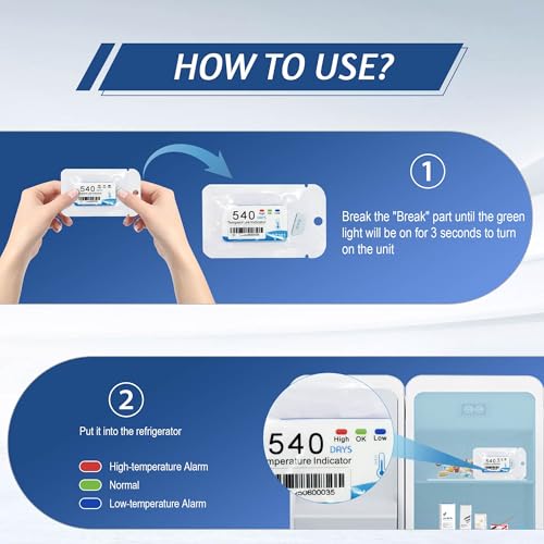 Tzone single-use temperature indicator temp strip with LED alarm, 1 pack