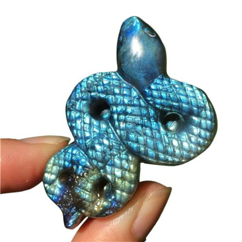 2" Labradorite Snake Figurine Hand Carved Healing Crystal Animal Statue Sculpture Home (Labradorite)