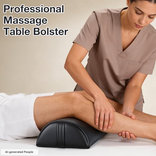 Upgraded Large Massage Bolsters for Under Legs, 24x8x4 in Half Moon Pillow Large Black - 24x8x4 in - Pu Leather