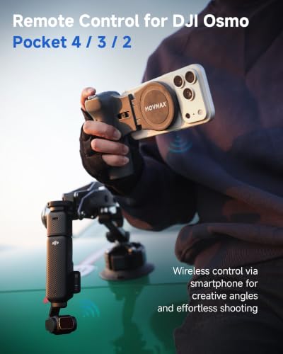 MOVMAX Remote Controller for DJI Osmo Pocket 4/3/2 with Storage Case, Wireless Remote Control with Hall Effect Joystick, Ergonomic Handle Magnetic Attach, DJI Osmo Pocket Accessories Pocket Controller w/ Storage Case