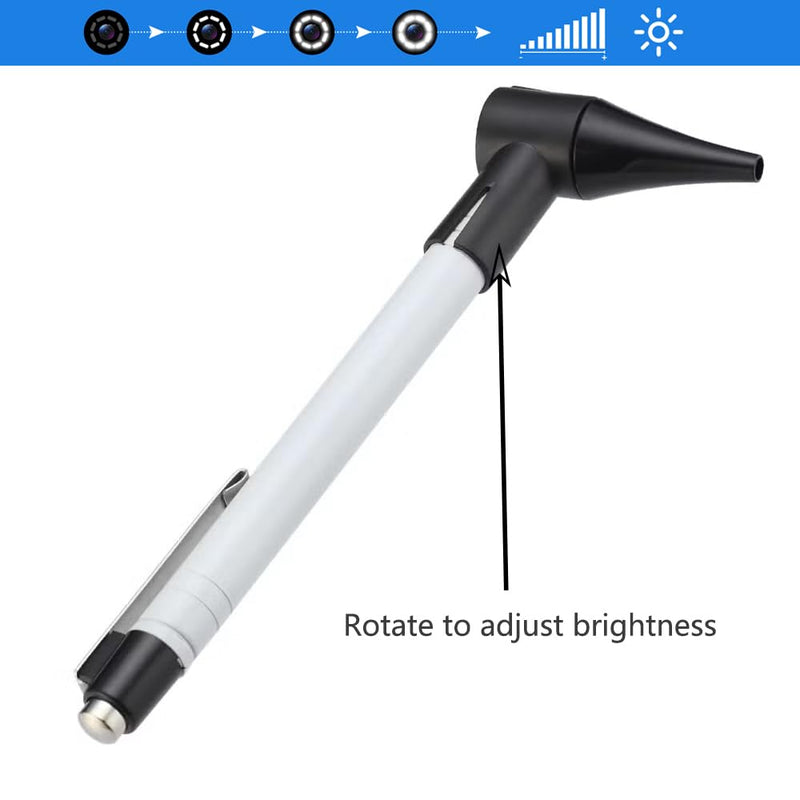 [Australia - AusPower] - Slimline Stainless Pocket Otoscope, Handheld Ear Scope Otoscope with Soft LED Light & 7 Specula Tips for Kids Adults Pets Animals 