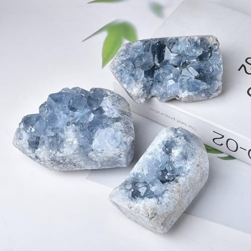 Natural Blue Celestite Cluster Tower Healing Crystal Stone Collection Mineral Specimen Home Office Decor Meditation Gifts 0.4-0.6 Pound Tower-light Blue