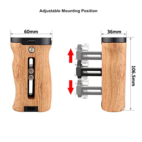 Wooden Side Handle for A7RIII A7III BMPCC 4K 6K Pro Camera Cage Side Thread Handle