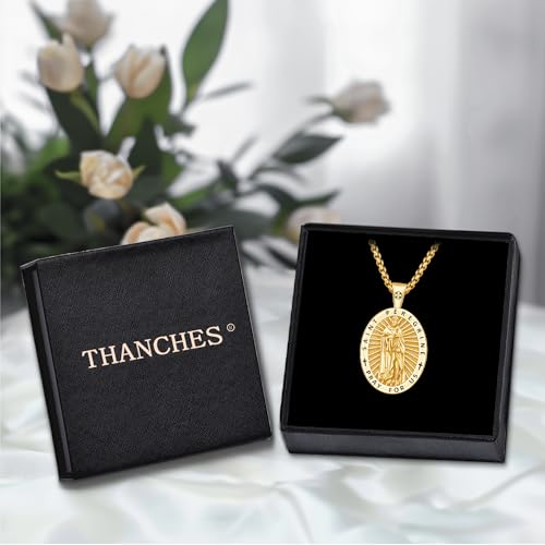 St Peregrine Medal Necklace for Men Women, 925 Sterling Silver St Peregrine Patron Saint Medal Cancer Pendant Amulet Religious Jewelry Gifts Gold St Peregrine-KJ