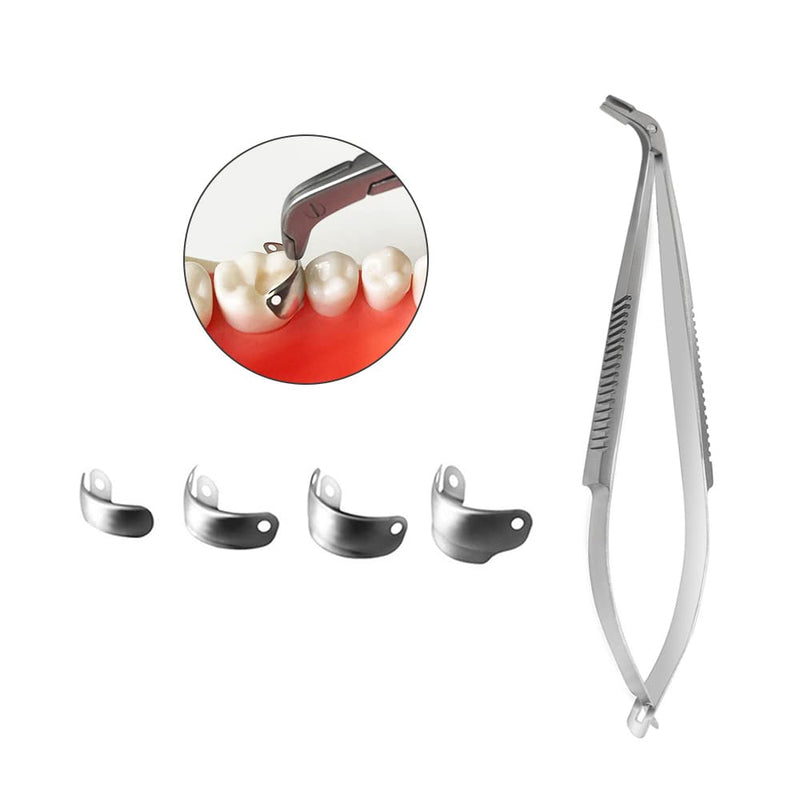 [Australia - AusPower] - Dental Placing Plier, Dental Sectional Matrix Bands Placing Plier Separator Placer Forceps, Dentistry Material Tools.-Silver Silver 