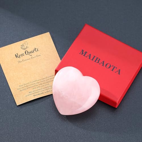 MAIBAOTA Rose Quartz Heart and Heart Charm Bracelet